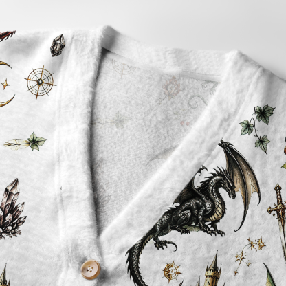Pagewings Book Dragon Light Knit Unisex Cardigan Sweaters