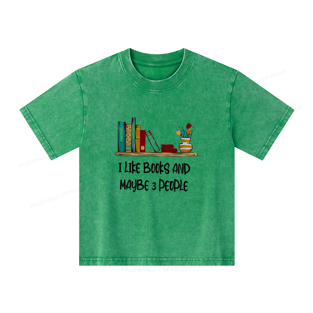 Pagewings I Like Books World Unisex Kids Washed T-shirt