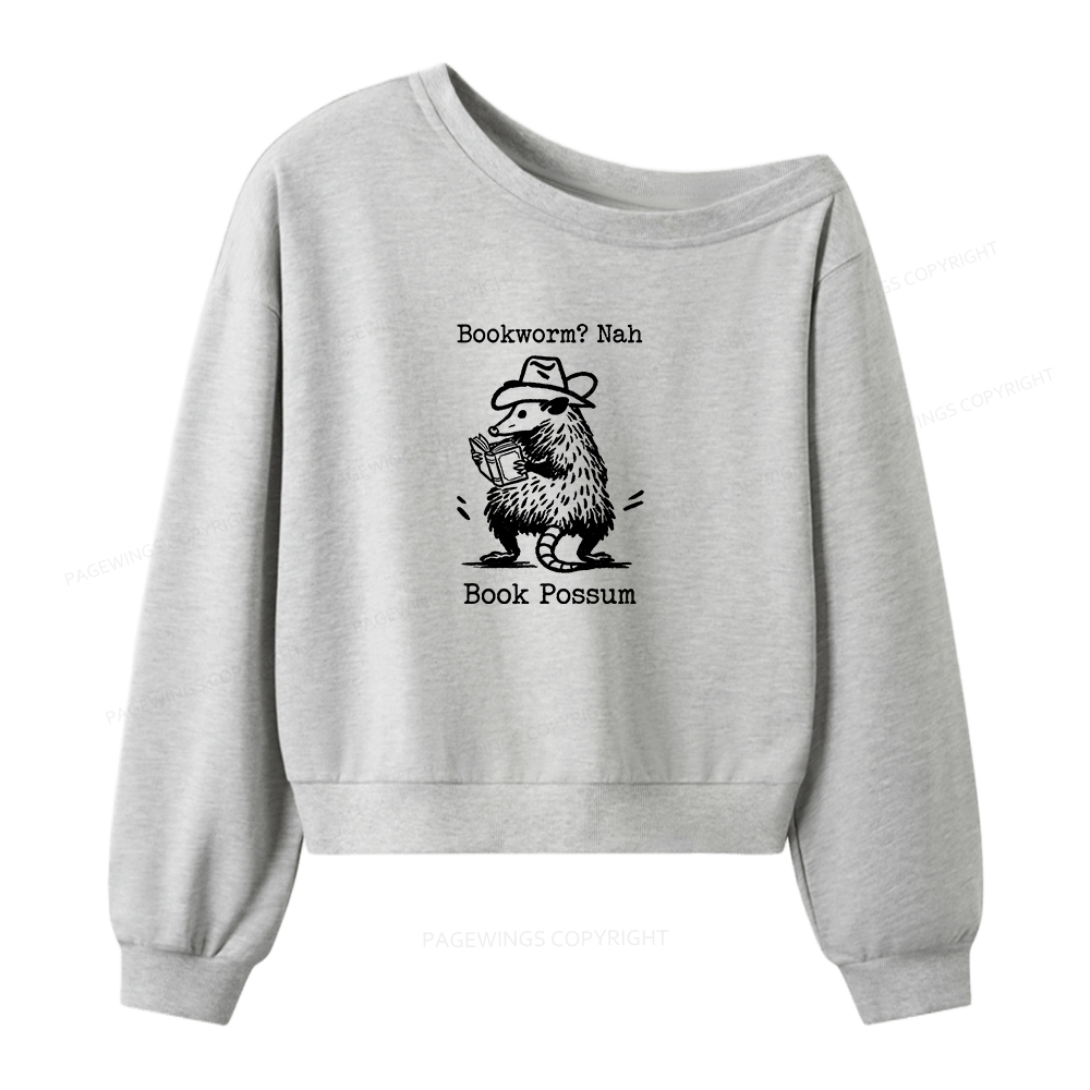 Pagewings Bookworm Nah Book Possum Women Off Shoulder Sweatshirt