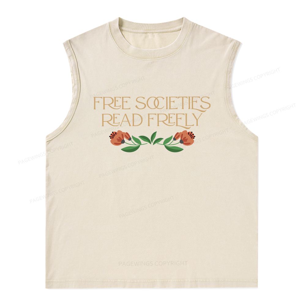 Pagewings Free Societies Read Freely Shirt T-Shirt Unisex Washed Tank Top