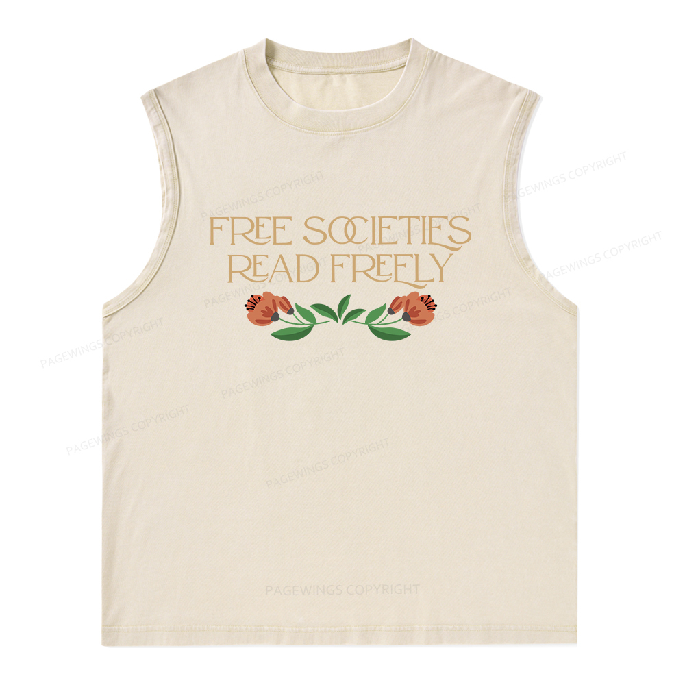 Pagewings Free Societies Read Freely Shirt T-Shirt Unisex Washed Tank Top