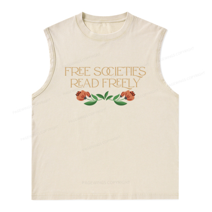 Pagewings Free Societies Read Freely Shirt T-Shirt Unisex Washed Tank Top