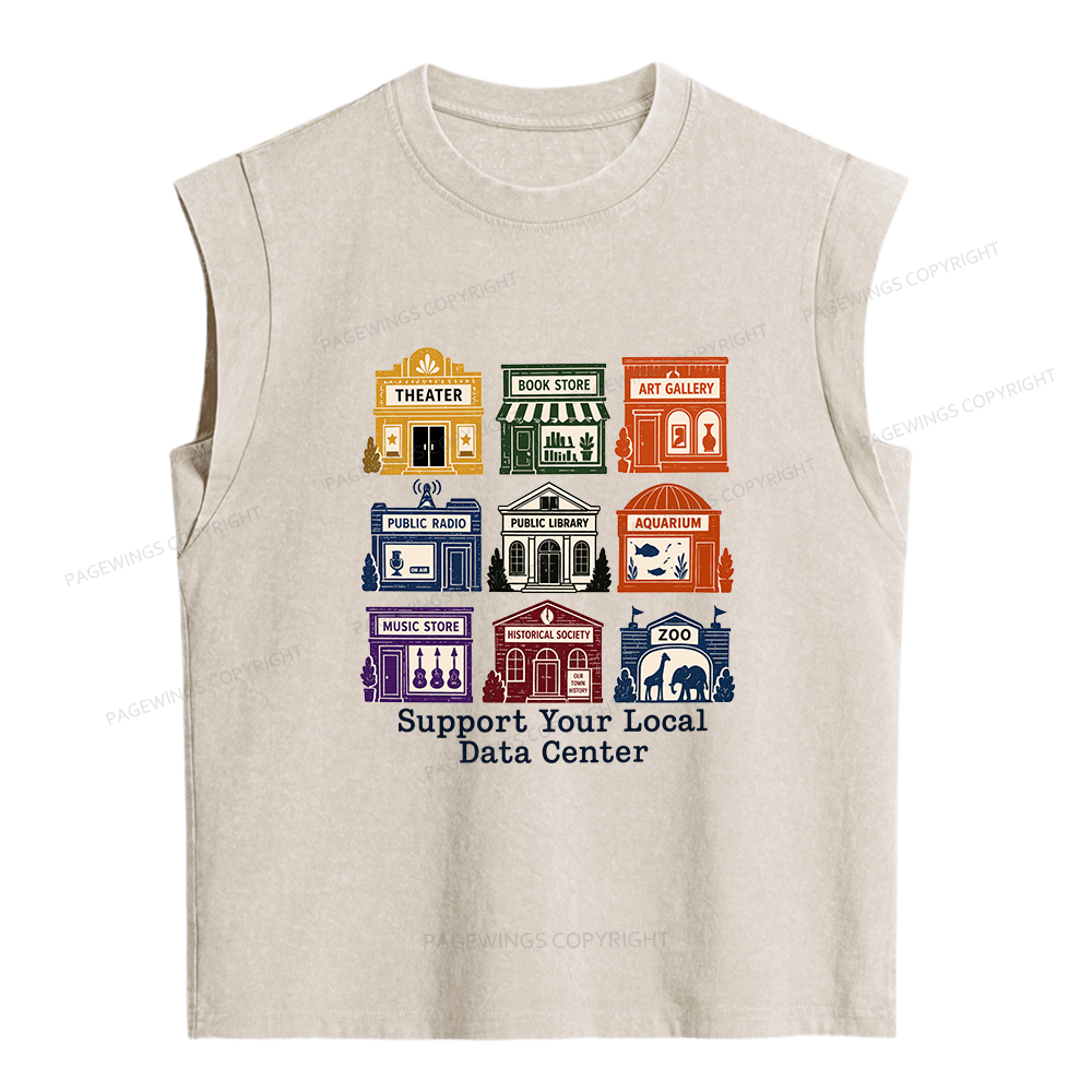 Pagewing Support Your Local Data Center Women's Washed Tank Top
