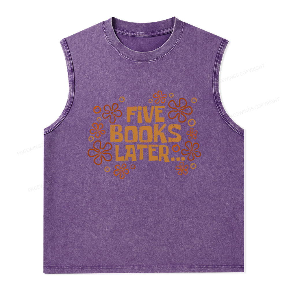 Pagewings Five Books Later Unisex Washed Tank Top