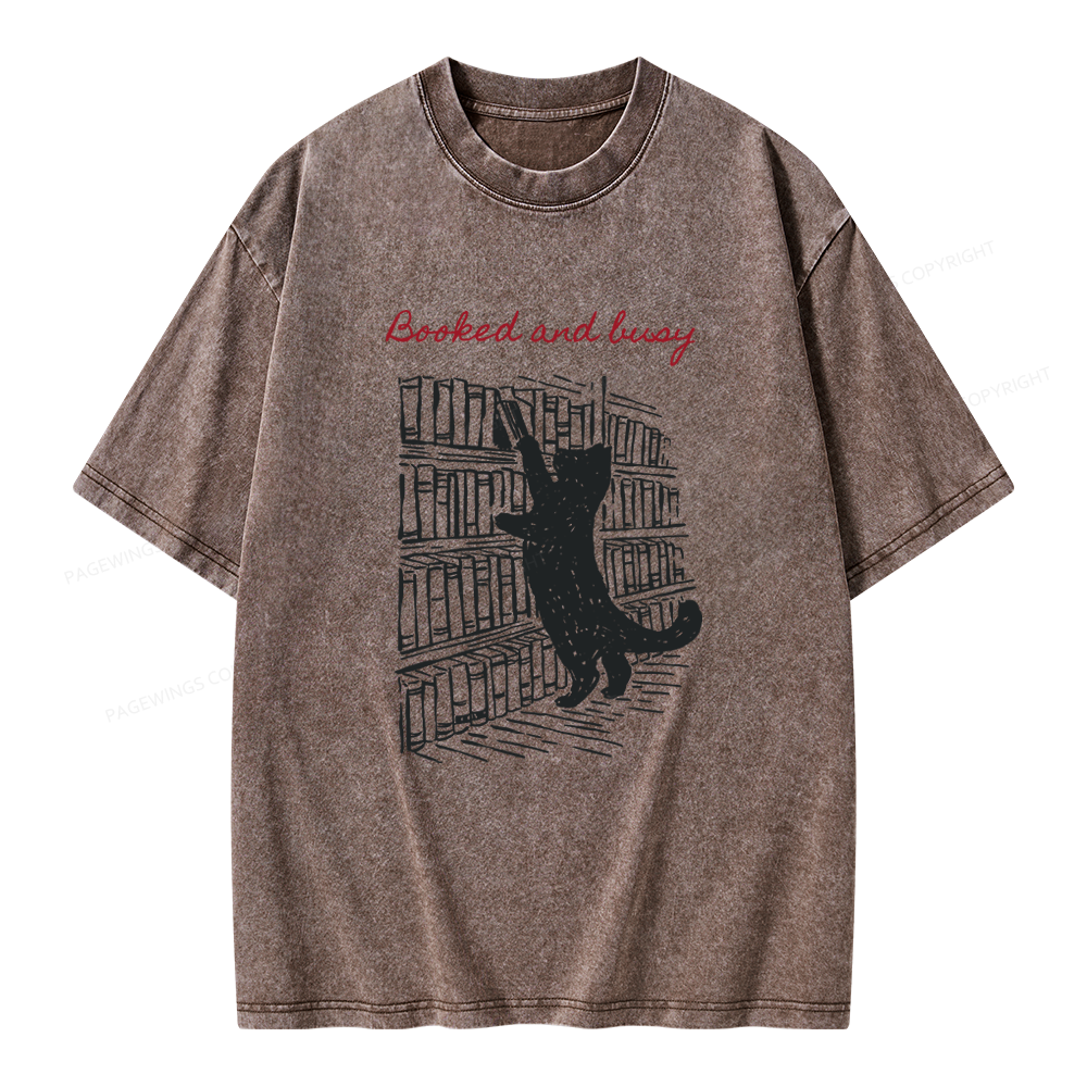 Pagewings Booked and Busy Unisex Washed T-shirt