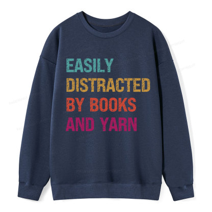 Pagewing Easily Distracted By Books And Yarn Unisex Classic Sweatshirt