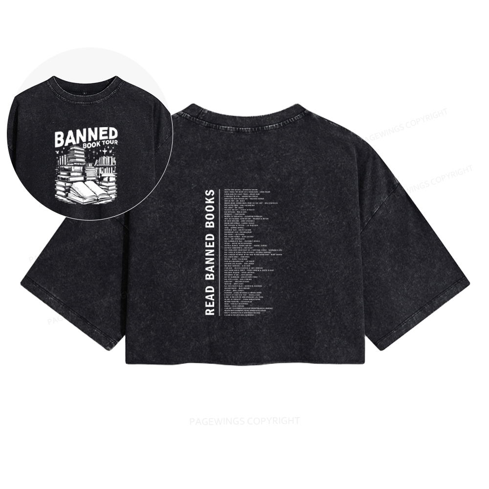 Pagewings Banned Books Tour Women's Washed Cropped T-shirt