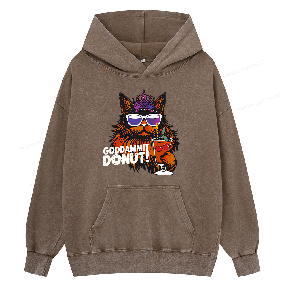 Pagewings Goddammit Donut Unisex Washed Hoodie