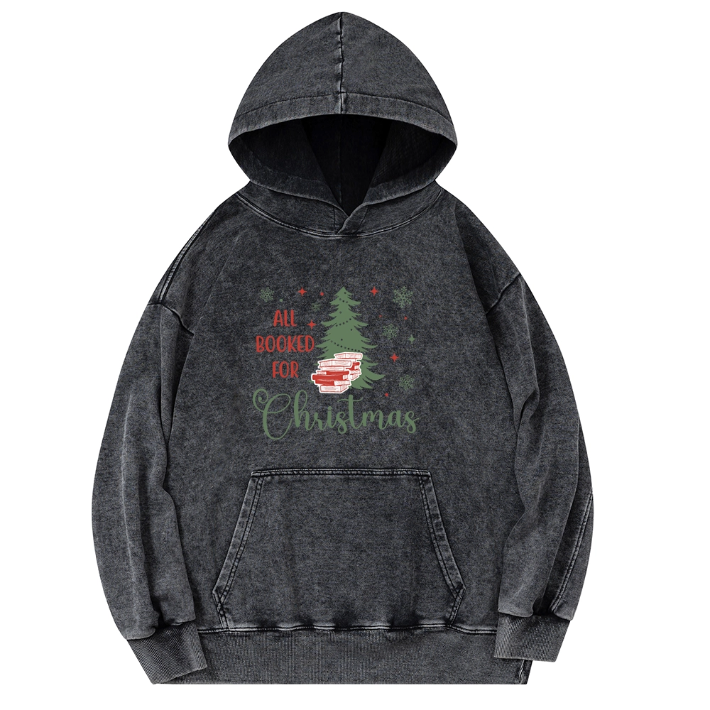 Pagewings All Booked for Christmas Unisex Washed Hoodie