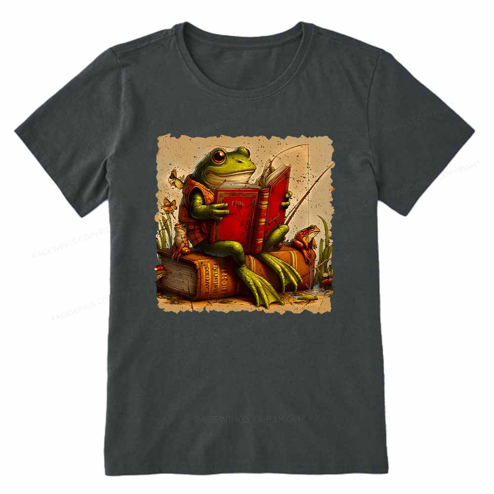 Pagewings Toad Fishing Book Reading Book Unisex Classic T-shirt