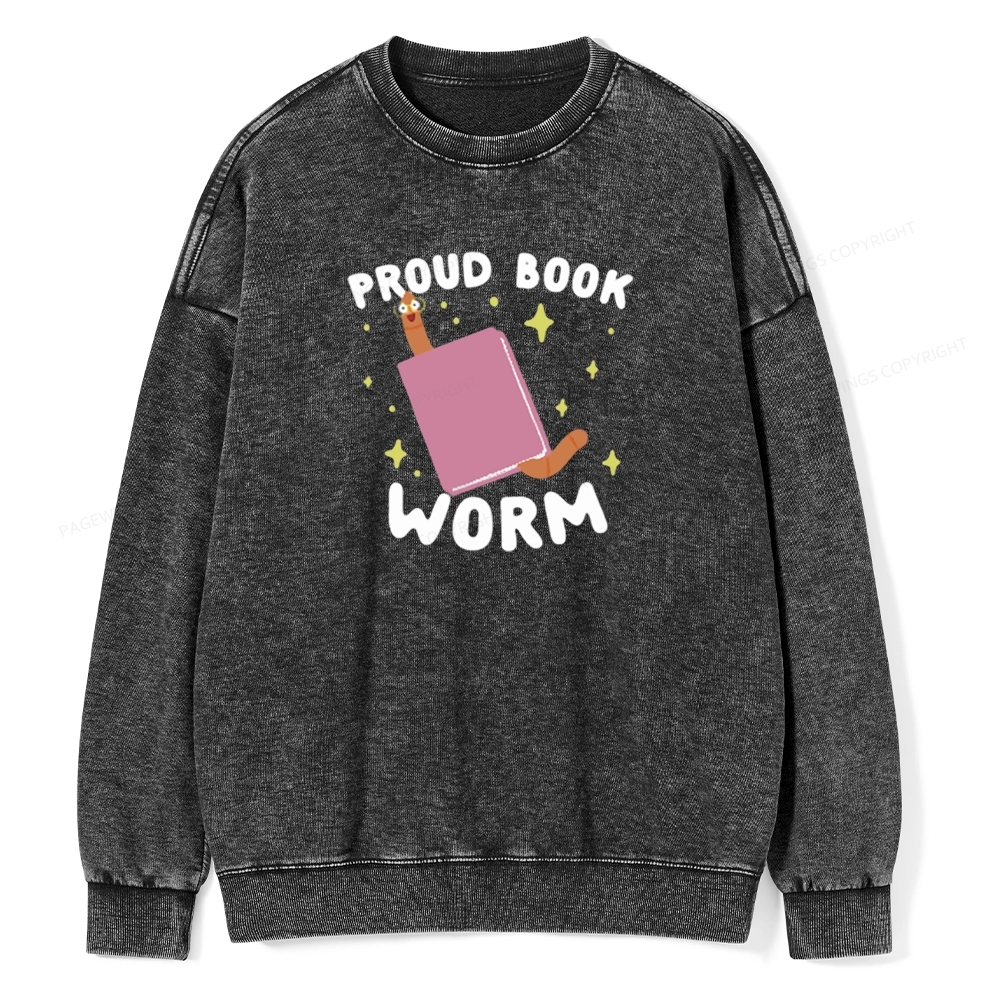 Pagewings Proud Book Worm - Book lover Unisex Washed Sweatshirt