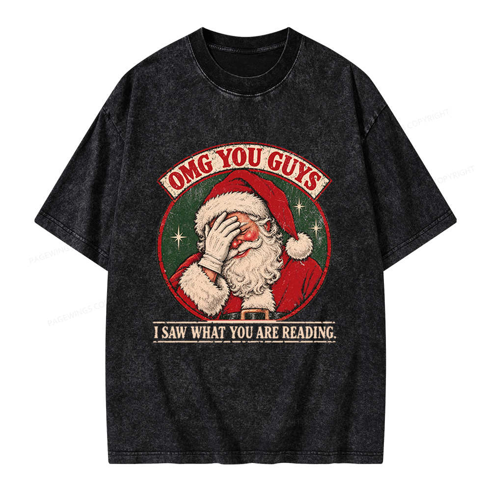Pagewings Christmas OMG Guys Saw What Reading Unisex Washed T-shirt