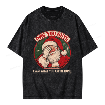 Pagewings Christmas OMG Guys Saw What Reading Unisex Washed T-shirt
