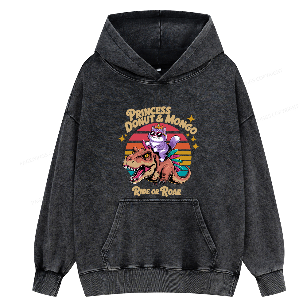 Pagewing Princess Donut & Mongo Unisex Washed Hoodie