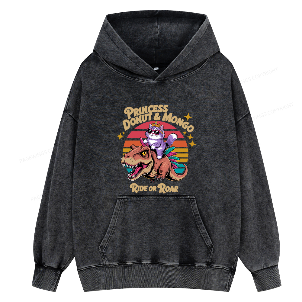 Pagewing Princess Donut & Mongo Unisex Washed Hoodie