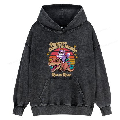 Pagewing Princess Donut & Mongo Unisex Washed Hoodie