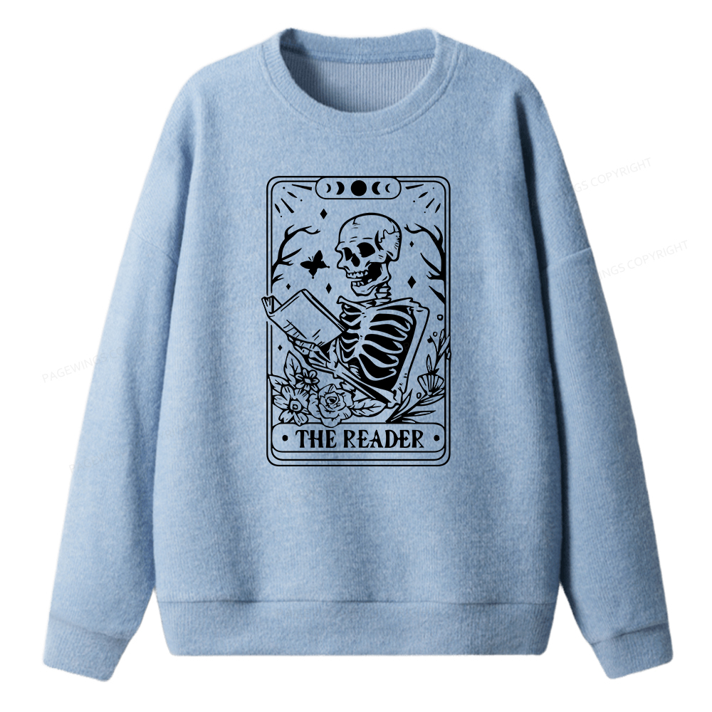 Pagewings Halloween The Reader Tarot Card Unisex Knit Sweatshirt