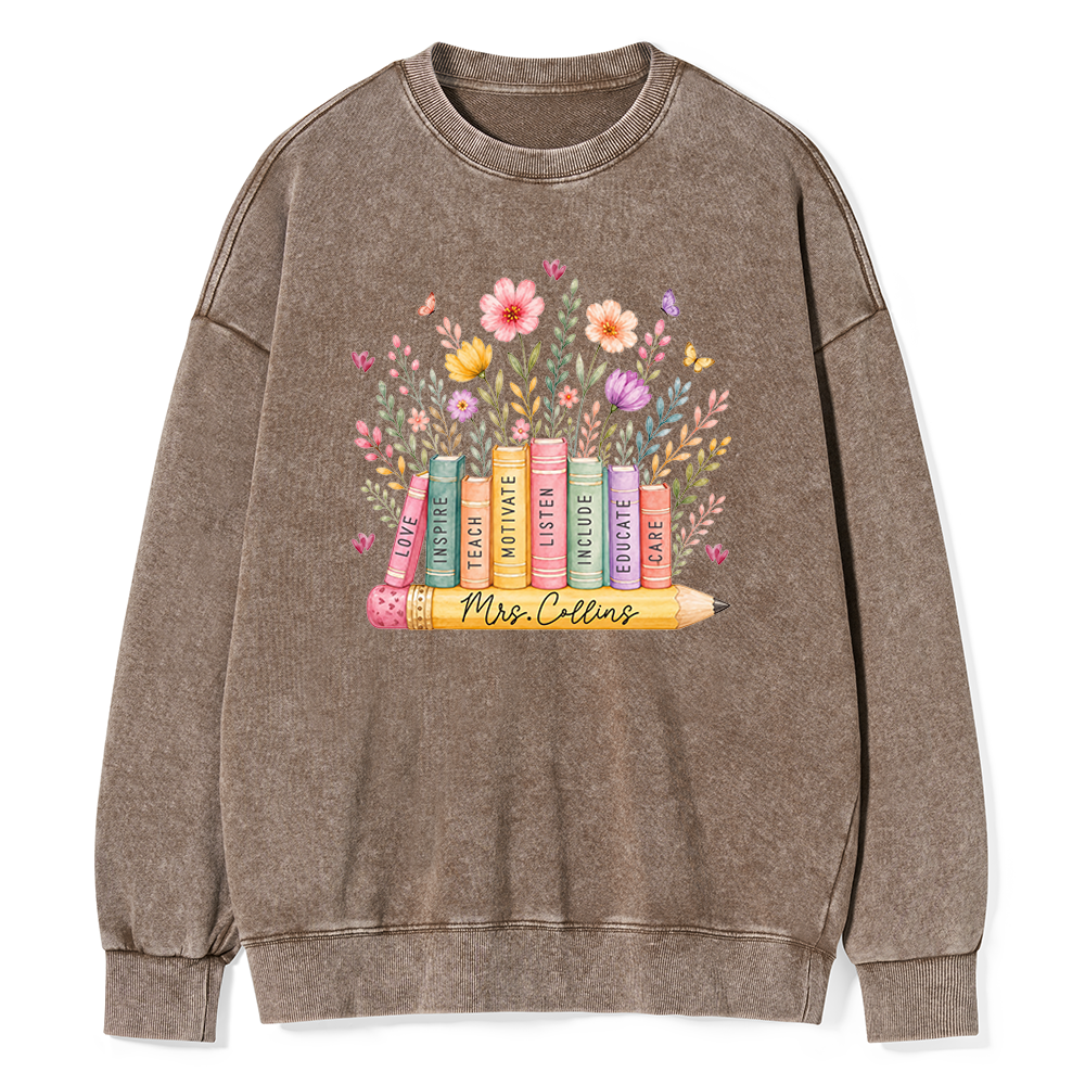 Pagewings Personalized Wildflower Books Unisex Washed Sweatshirt