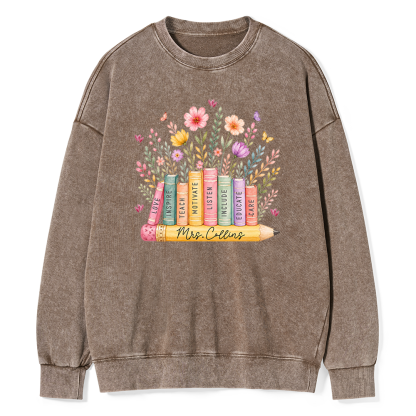 Pagewings Personalized Wildflower Books Unisex Washed Sweatshirt