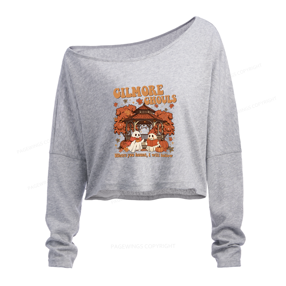 Pagewings Gilmore Ghouls Slouchy Long Sleeve Off Shoulder T-shirt