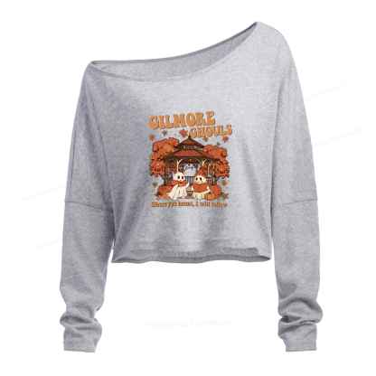 Pagewings Gilmore Ghouls Slouchy Long Sleeve Off Shoulder T-shirt