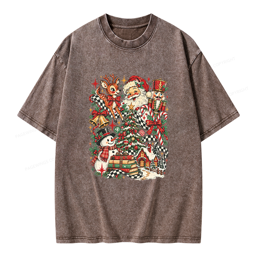 Pagewings Retro Christmas Unisex Washed T-shirt
