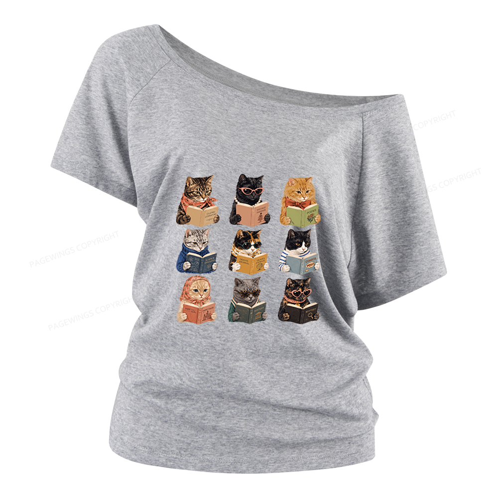 Pagewings Fashion Book Lover Women Off Shoulder T-shirts