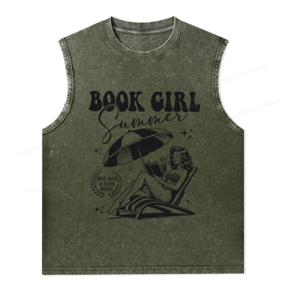 Pagewings Book Girl Summer Unisex Washed Tank Top