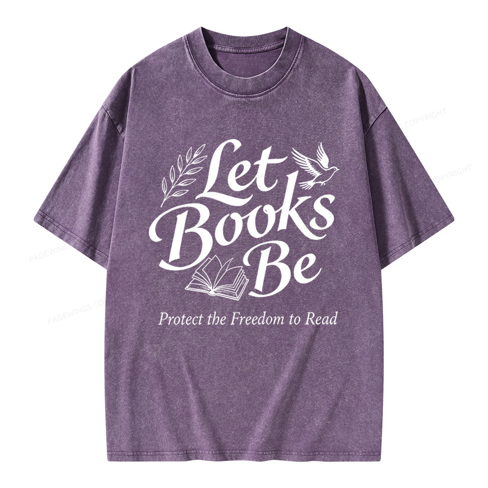 Pagewings Let Books Be Unisex Washed T-shirt