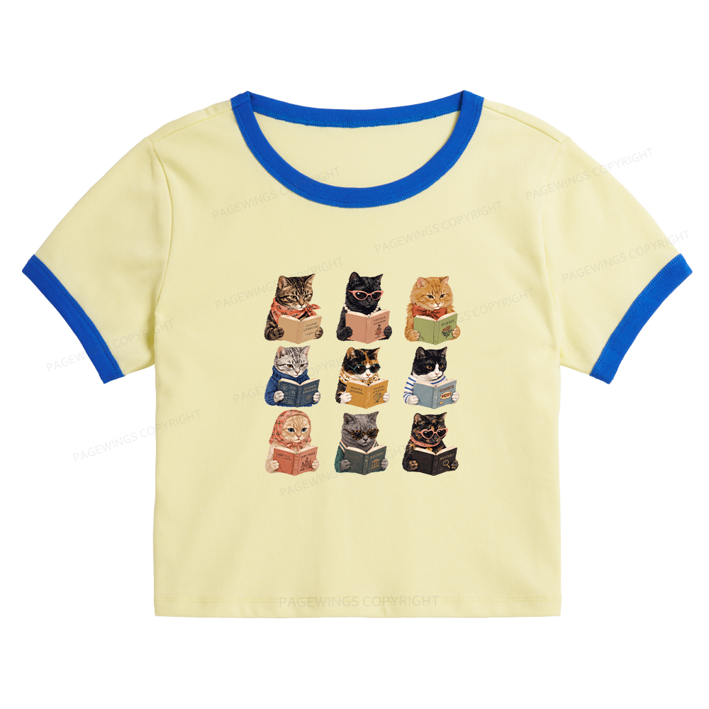 Pagewings Fashion Book Lover Baby Tee Cropped Ringer T-Shirt