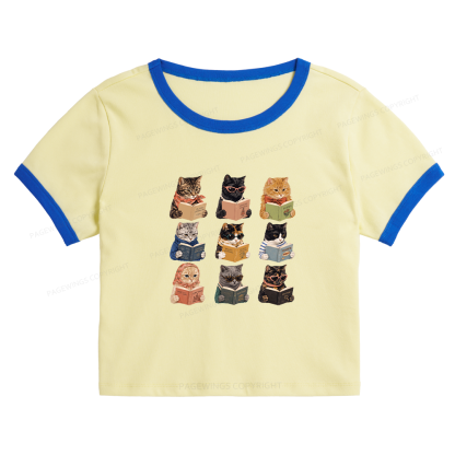 Pagewings Fashion Book Lover Baby Tee Cropped Ringer T-Shirt