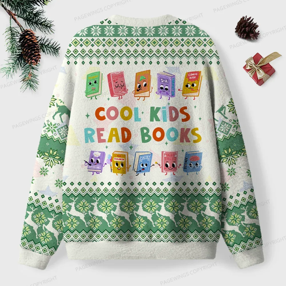 Pagewings Cool Kids Read Books Unisex Ugly Knit Sweatshirt