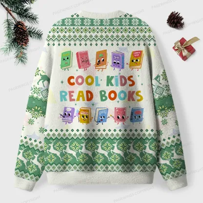 Pagewings Cool Kids Read Books Unisex Ugly Knit Sweatshirt