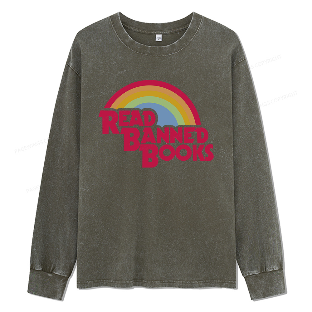 pagewings Read Banned Books Unisex Washed Long Sleeve T-shirt
