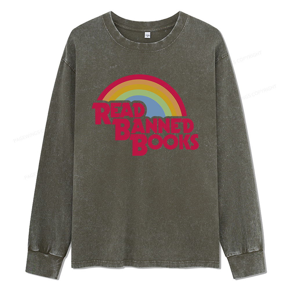 pagewings Read Banned Books Unisex Washed Long Sleeve T-shirt