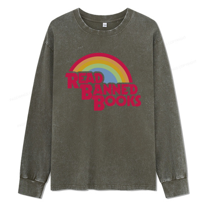 pagewings Read Banned Books Unisex Washed Long Sleeve T-shirt