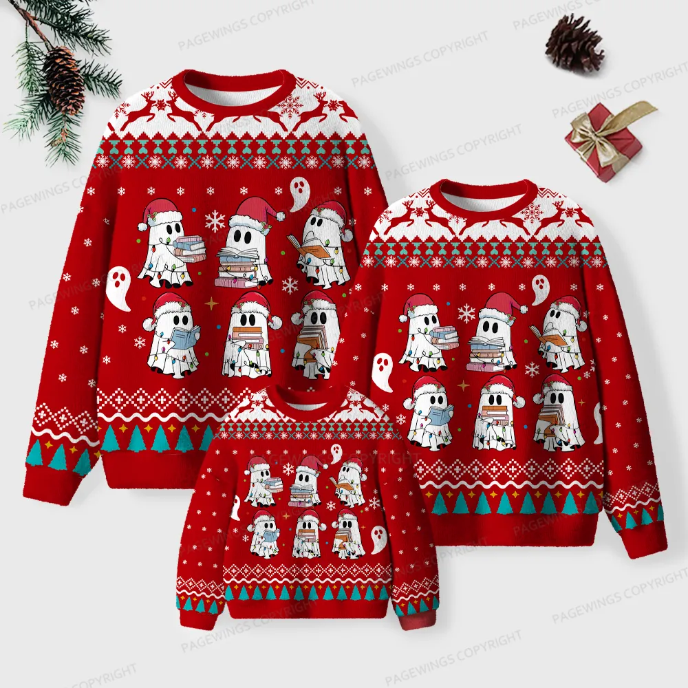Pagewings Ghost Reading Unisex Ugly Knit Sweatshirt