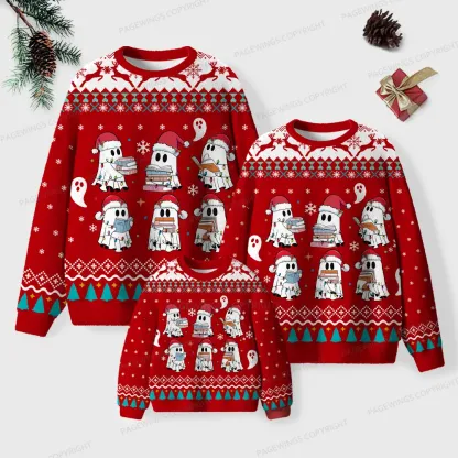 Pagewings Ghost Reading Unisex Ugly Knit Sweatshirt