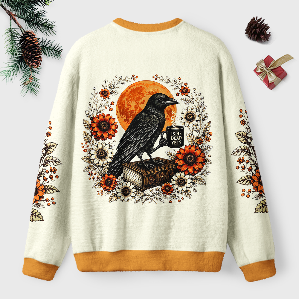 Pagewings Reading Crow Unisex Ugly Light Knit Sweatshirt