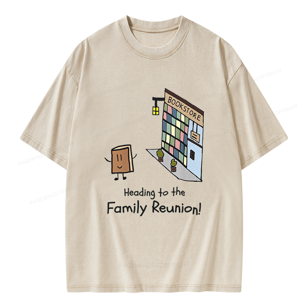 Pagewings Funny Bookstore Family Unisex Washed T-shirt