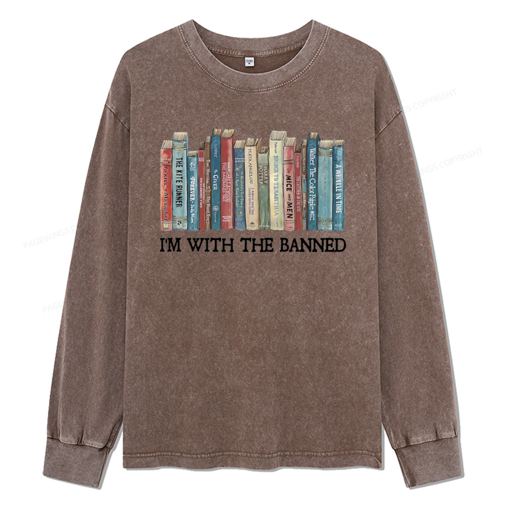 Pagewings I I'm With The Banned Unisex Washed Long Sleeve T-shirt