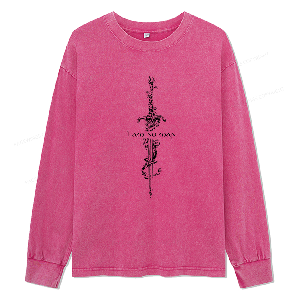 Pagewings I Am No Man Unisex Washed Long Sleeve T-shirt