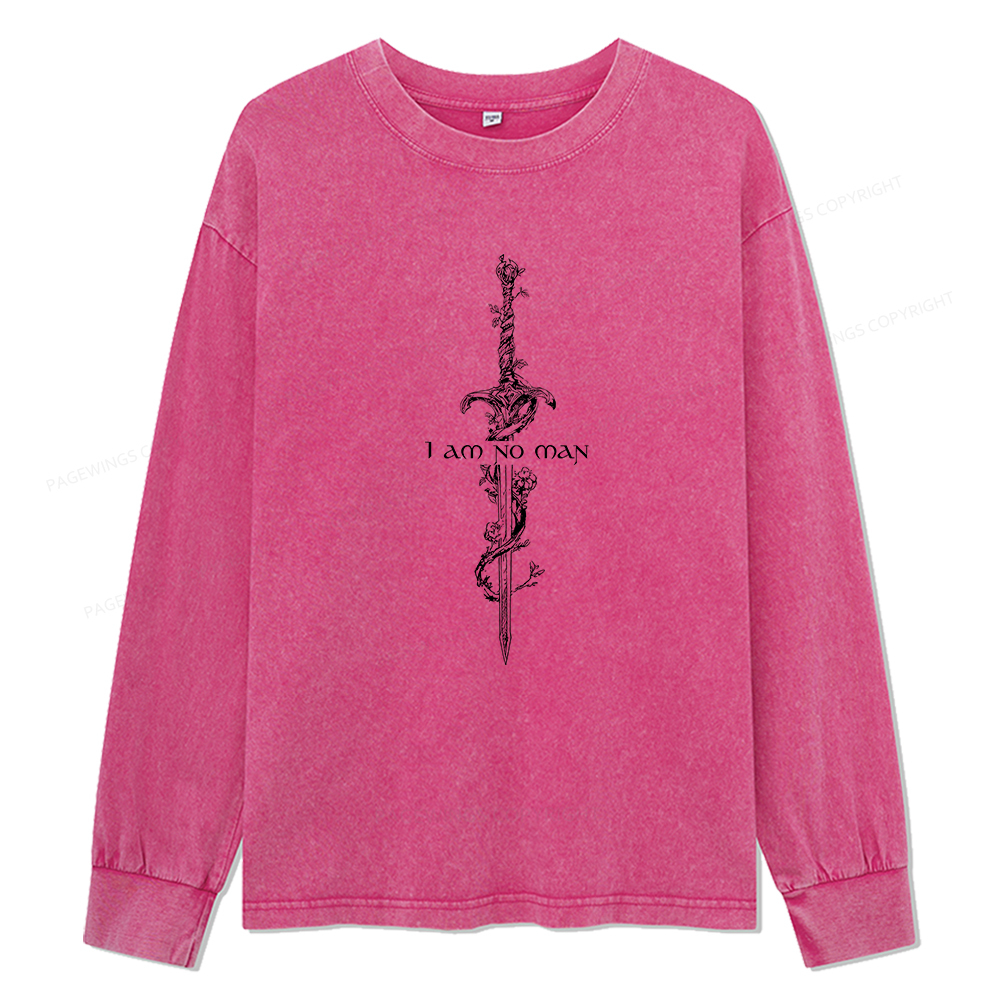 Pagewings I Am No Man Unisex Washed Long Sleeve T-shirt