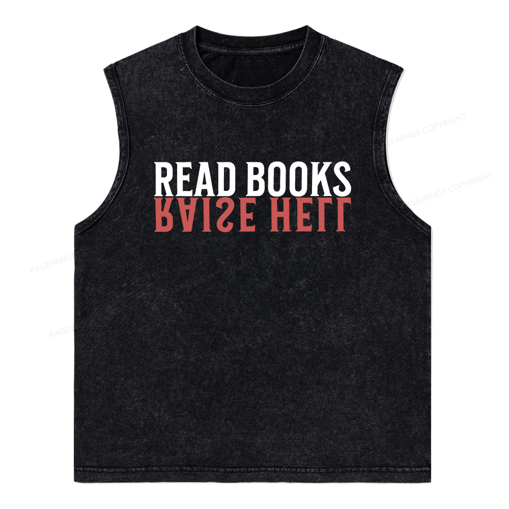 Pagewings Raise Hell Read Books Unisex Washed Tank Top