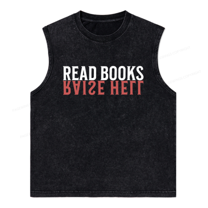 Pagewings Raise Hell Read Books  Unisex Washed Tank Top