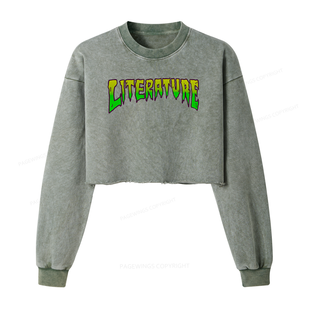 Pagewings Literature Washed Crop Sweatshirt