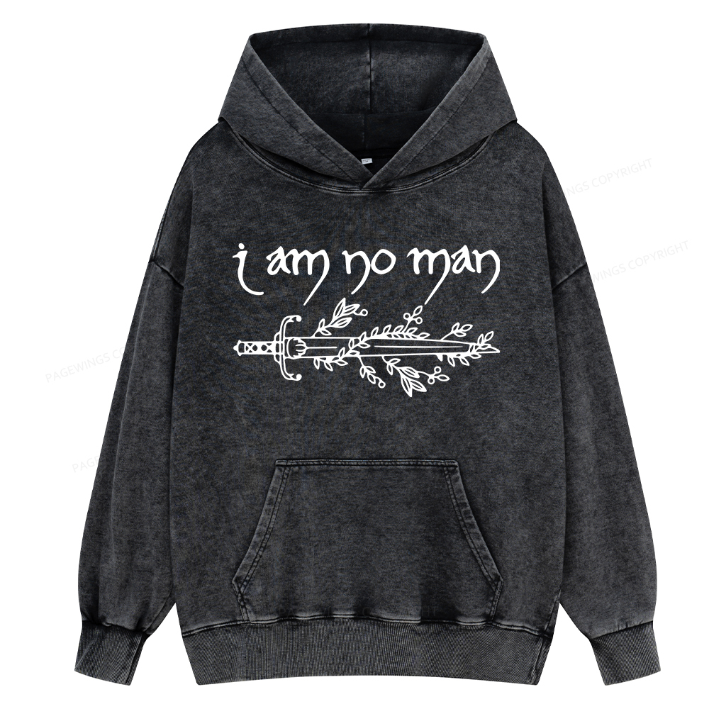 Pagewings I Am No Man Unisex Washed Hoodie