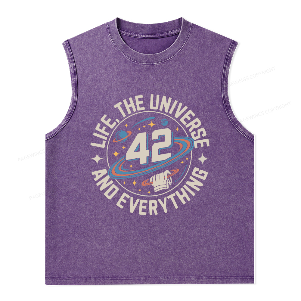 Pagewings Life The Universe And Everything Unisex Washed Tank Top