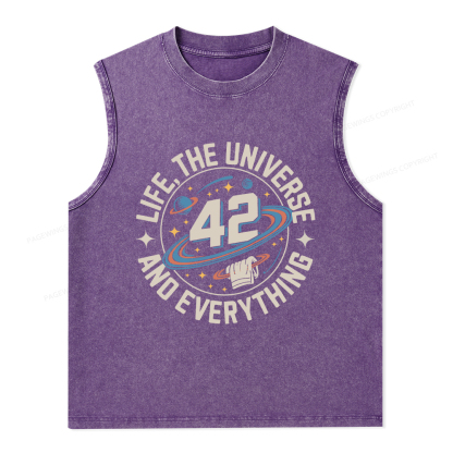 Pagewings Life The Universe And Everything Unisex Washed Tank Top
