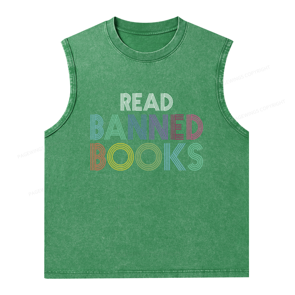 Pagewings Read Banned Books Shirt Unisex Washed Tank Top